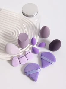 12pcs/Set Make-Up Sponge Set Including 2pcs Triangular Powder Puff, 4pcs Makeup Sponge, 3pcs Miniature Makeup Sponge, And 3pcs Finger Air Cushion Puff. Made Of Super Soft Velvet, Specially Designed For Shaping, Eye Area And Corners, And Beauty Blending Container. The Set Contains Air Cushion Puff, Latex-Free Mixed Sponge, And Make-Up Sponge Puff, Suitable For Liquid Foundation, Foundation, And Concealer. The Foundation-Mixing Beauty Sponge Can Work Well With Liquid, Cream, And Powder, Multi-Colored Make-Up Sponge Set, Latex-Free, Suitable For All Skin Types. - Multicolor - View 4