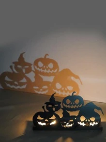 1pc Creative Pumpkin Light & Skull Candle Holder Decorative Ornament For Home Interior Decoration Best Gifts Birthday - F - View 3