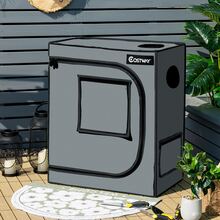 Costway 30''x18''x36''Mylar Hydroponic Grow Tent w/Observation Window & Floor Tray - Xám - Xem 4