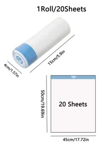 1PC 1 Cuộn/20 Tờ Túi Rác Dây Rút, Dày Túi Rác Cho Gia Đình, Dành Cho Nhà Bếp Nhỏ, Phòng Tắm, Phòng Ngủ, Cực Mạnh, Màu Trắng (Dây Xanh Dương) - trắng - Xem 3