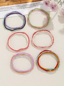 20pcs/set Women's Bohemian Style Stacking Colorful Glass Beaded Bracelet Set - Colorful - View 2