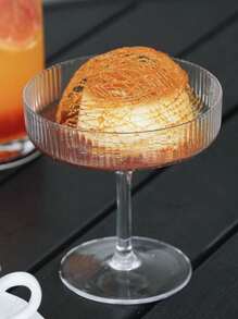 1pc 160ml Striped High Foot Glass Dessert Cup - Clear - View 2