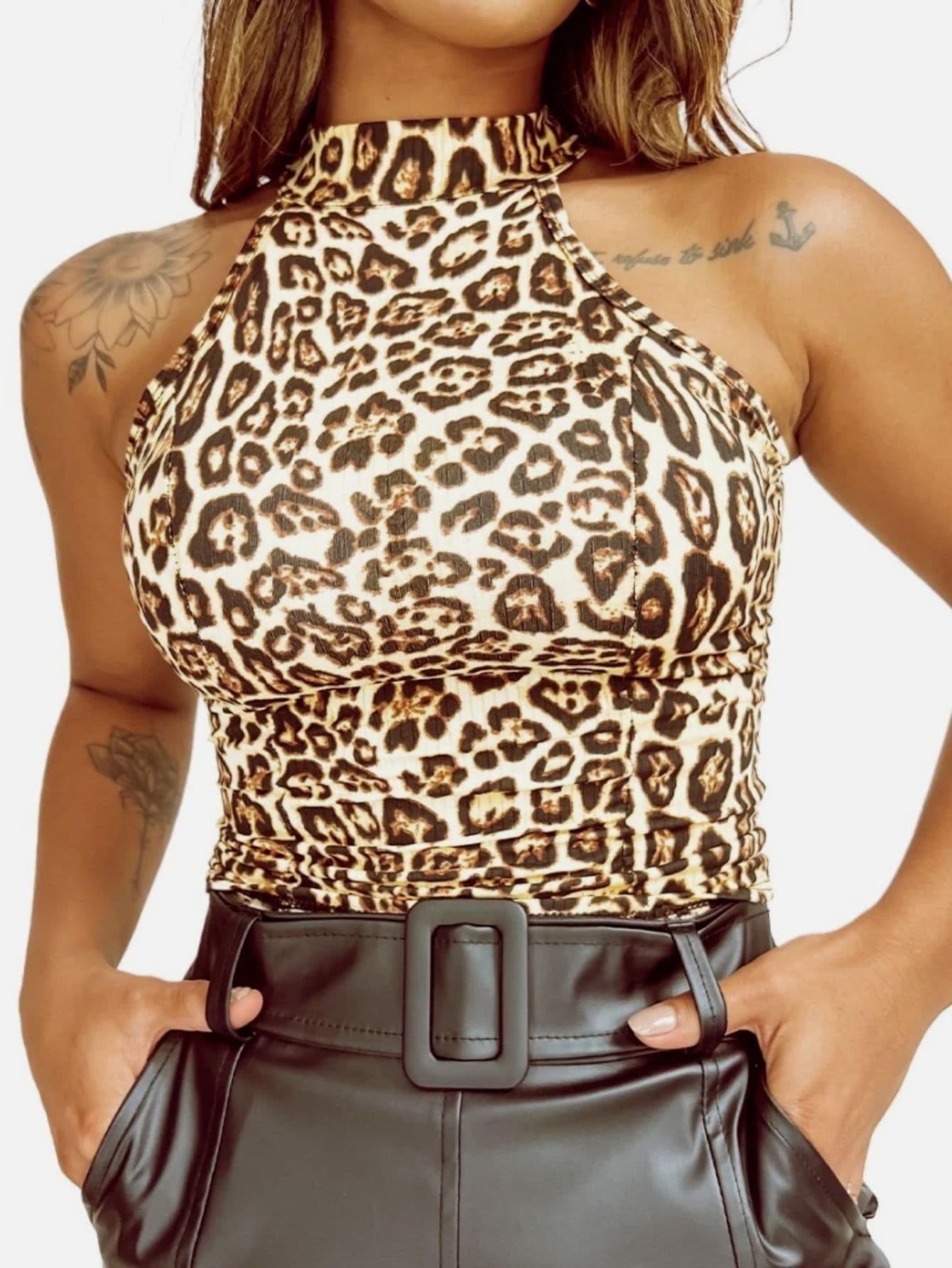 Blusa Gola Alta Canelada Regata Feminina Com Bojo Super Moda!! - Multicolorido - Visão 1
