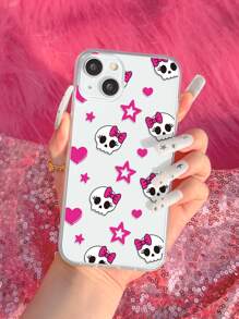 Skull & Star Pattern Clear Phone Case - Multicolor - View 1
