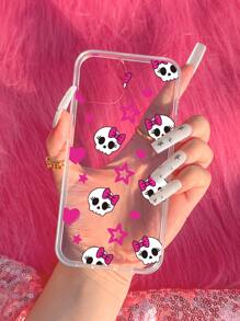 Skull & Star Pattern Clear Phone Case - Multicolor - View 2