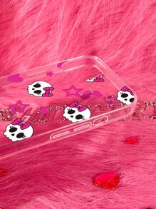 Skull & Star Pattern Clear Phone Case - Multicolor - View 3