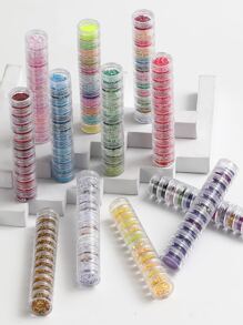 12pcs/Set Red Nail Art Glitter Sequins Kit Nail Decoration DIY Nail Charms Nail Gems Nail Supplies - Burgundy - View 3