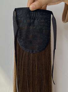 32英寸合成夹式马尾假发，长直马尾假发，耐热，女士适用 - 棕色 - 查看 10