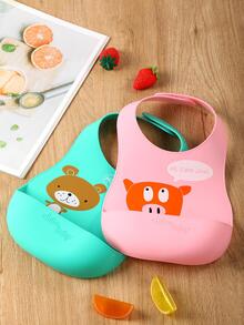 1pc Cute Pig Pattern Waterproof Washable Baby Silicone Bib - Pink - View 4