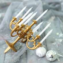 1pc Vintage European Style Birthday Cake Topper Decor With Candle Holder - Bronze - View 5