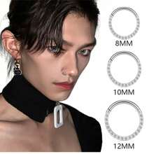 1入組時尚不銹鋼平底方晶鋯石鼻環穿孔首飾合適的適用於日常穿著兩者男性和女性 - 鋼色 - 查看 5