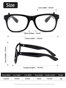 1入組新款韓式寬框眼鏡框,黑框,適用於處方鏡片和圓形 / 方形臉型,使臉型看起來更纖細,輕盈,適用於平鏡片眼鏡 - 黑色 - 查看 4