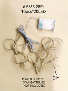 1pc 200LED 2m*1m Small Flower Curtain String Lights, Suitable For Indoor Decoration, Room, Bedroom, All Season Fairy Lights, Holiday Gift Lights - Multicolor - View 3