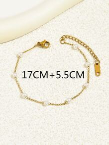 1pc Minimalist Pearl Stainless Steel Bracelet, Versatile For Women Daily Wear And Gift