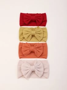 bilicaca 4pcs Random Candy Color Childrens Bowknot Wide Headbands, Cute Fresh Style Hair Accessories For Baby Girls Love Valentine