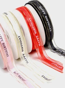 1 cuộn ruy băng gói quà đồ họa khẩu hiệu - trắng - Xem 3
