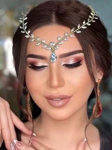 1pc Bride Crystal Rhinestone Head Chain, Forehead Jewelry & Hair Accessories For Wedding, Party And Other Formal/Special Occasions Royal - Gold - View 1