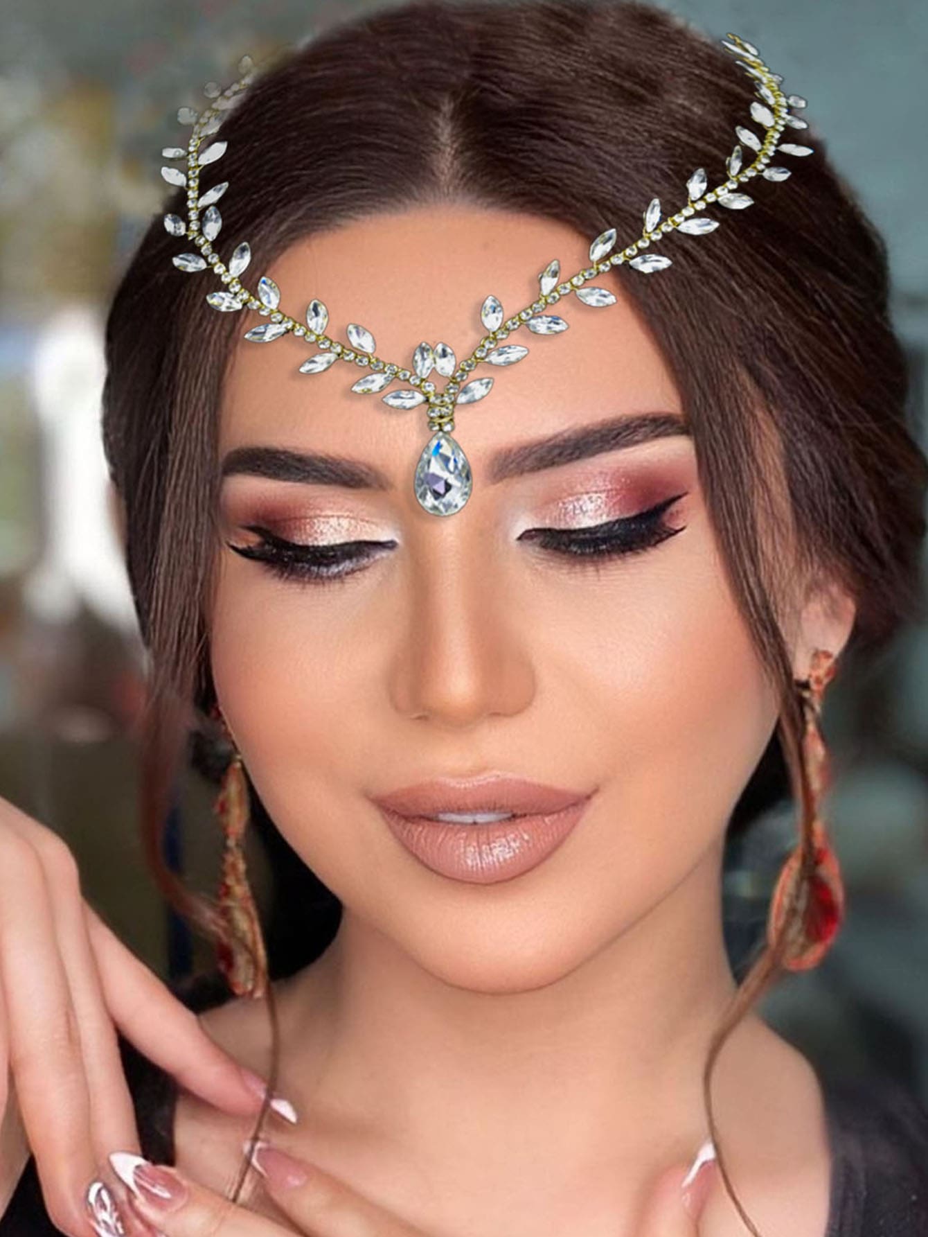 1pc Bride Crystal Rhinestone Head Chain, Forehead Jewelry & Hair Accessories For Wedding, Party And Other Formal/Special Occasions Royal - Gold - View 1