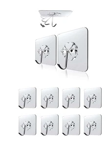 30入組/20入組/5入組透明無痕膠貼牆掛勾,適用於家居和門後掛勾