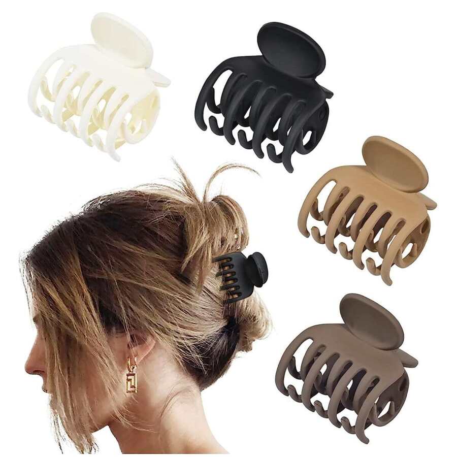 4pcs Four-Season Commuting Daily Small High Ponytail Fluffy Elegant Hair Claws Casual - Multicolor - View 1