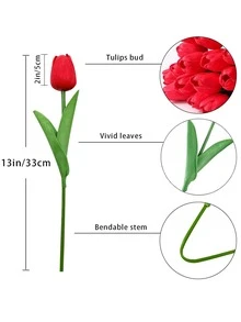 10入組人造鬱金香花束,逼真pu仿真花結婚、派對、辦公室裝飾,母親節禮物(13寸)