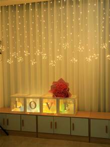 1pc 200LED 2m*1m Small Flower Curtain String Lights, Suitable For Indoor Decoration, Room, Bedroom, All Season Fairy Lights, Holiday Gift Lights - Multicolor - View 1