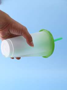 1 件/5 件/6 件/10 件，710 毫升/24 盎司、500 毫升/16 盎司可重复使用的塑料杯，带盖和吸管，可重复使用的冷热饮品咖啡杯，适合饮用水、牛奶、燕麦片、茶、果汁、早餐、咖啡、饮料等，适用于咖啡馆、家庭、餐厅、派对 - 藍色 - 查看 6