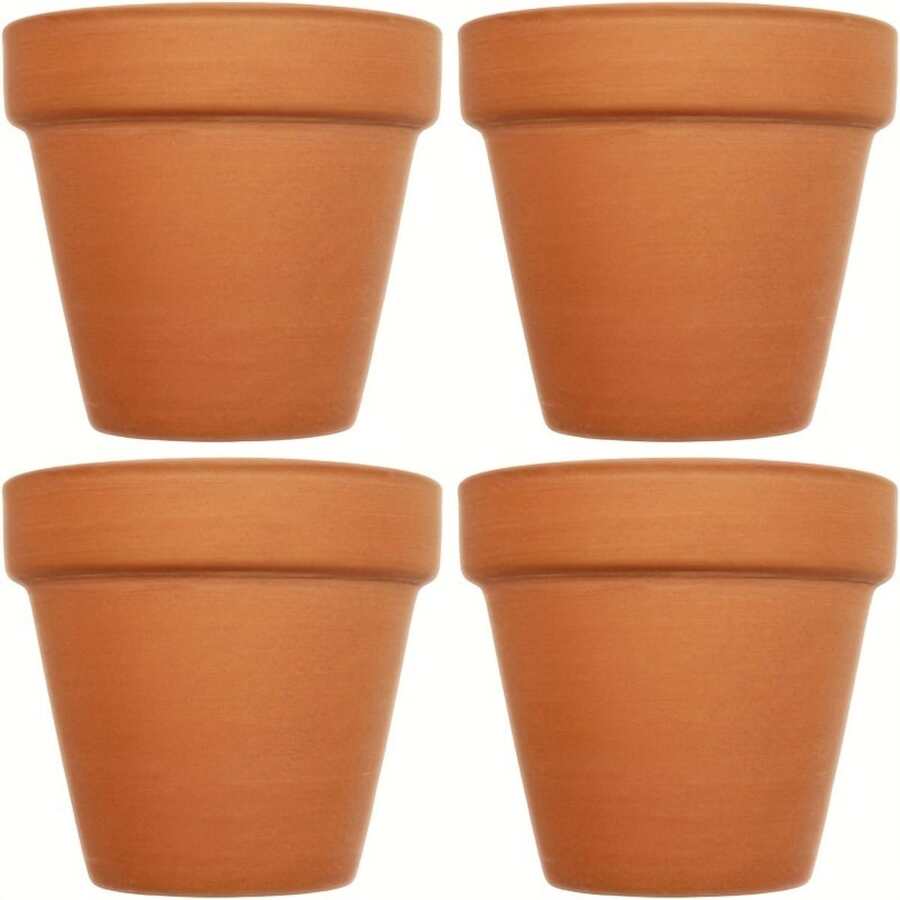 4pcs 14cm Solid Colored Flower Pots - Red - View 1