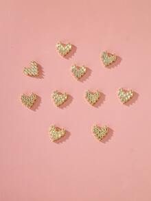 10 piezas Decoración de arte de uñas 3D con diseño en forma de corazón - Dorado - Ver 3