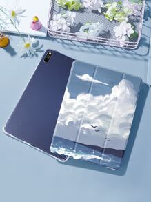 帶筆槽的彩繪矽膠殼,具有防摔、睡眠和喚醒功能,與ipad和兼容 - 彩色 - 查看 1