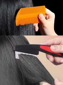 2pcs Lice Comb For Children And Adults, Hair Scalp Massage And Dandruff Removal Comb With Fine And Densely Packed Teeth - Multicolor - View 1