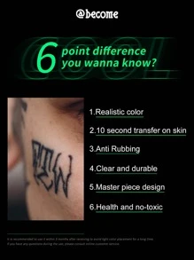 1入組墨綠色植物臨時刺青貼紙,附有英語句子“我希望你是為我而來”,防水、防汗、無反光、耐用、極簡風格多種用途,男女適用,可貼在手臂、鎖骨、肩膀等部位,是情侶的完美選擇 - 黑色 - 查看 7