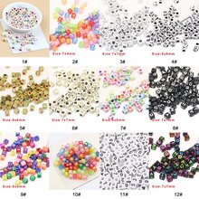100入組6*6mm白色底座黑色數字亞克力方形立方體珠子適用於DIY手鍊製作配件 - 11#白底黑號 - 查看 3