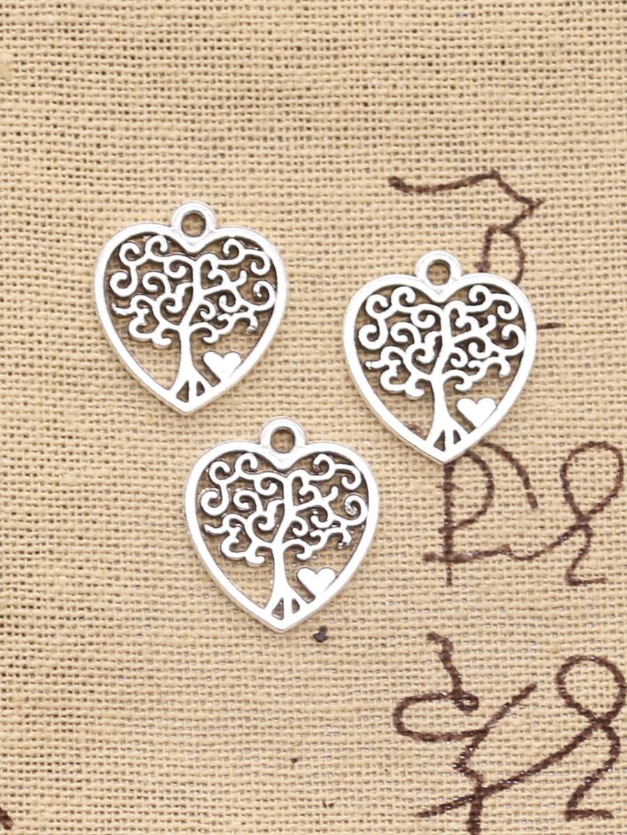 20 Chiếc Quyến Rũ Trái Tim Đời Cây Cổ Vàng Đồng Màu Bạc Mặt Dây Đồ Trang Trí Làm Những Phát Hiện Đồ Trang Sức - Màu Bạc Cổ - Xem 1