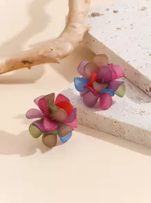 1pair Handmade Woven Fresh And Simple 3d Flower Shaped Stud Earrings Valentines,Mom,Mother,Mother's Day,Gift