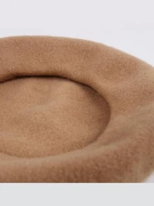 1pc Women's Beret Hat, Autumn Winter Korean Japanese Style Wool Felt Candy Color Artist Hat, Fashionable And Warm, Suitable For Daily Use - Beige - View 9