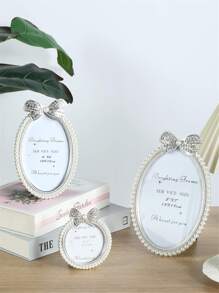 1/2/3 Pieces Of Bright Faux Faux Pearl Photo Frame, Baroque Style Faux Pearl Inlaid Rhinestone Decorative Frame, Photo Display Frame, Used For Office, Living Room, Bedroom Home Decoration (With Random Inner Paper)