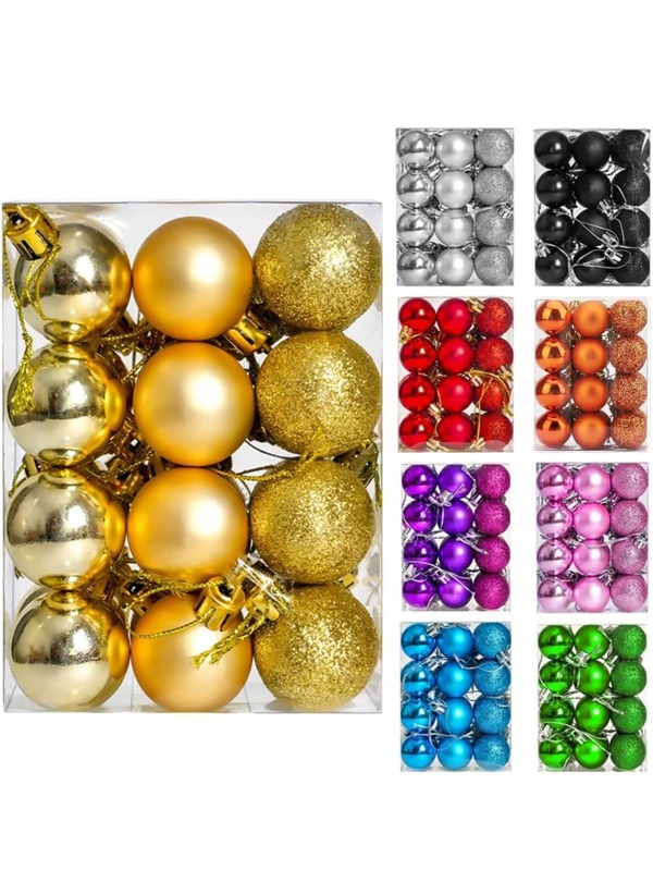 24 buc 3/4/6 cm bile de Crăciun Ornamente Decorațiuni pentru pom de Crăciun Minge agățată pentru vacanță Decorare petrecere de nuntă Cele mai bune cadouri