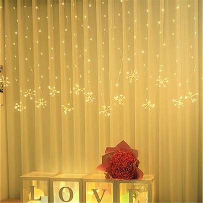1串200LED 2米*1米小花朵窗帘灯串，适用于室内装饰、房间、卧室，四季皆宜，节日礼品灯