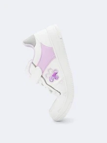 Balabala 1對女童網布鞋面舒適透氣，甜美櫻花圖案勾魂帶鬆緊帶封口，方便防滑耐磨運動春夏秋季休閒學校運動鞋 - 白色 - 查看 7