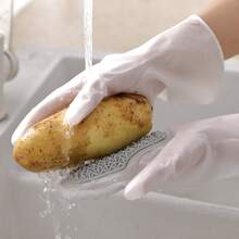1pair Multifunctional Potato Peeling Gloves, Kitchen Gloves For Vegetable Cleaning, Waterproof And Anti-slip - Grey - View 2