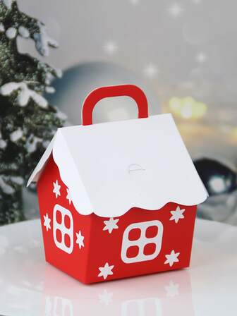 10入組聖誕糖果盒,紅色迷你房型禮品包裝盒,適用於聖誕派對裝飾