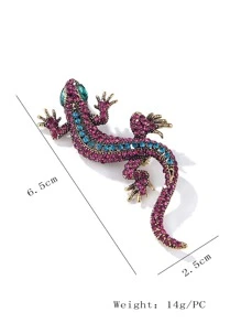 1 Stück Vintage Übertriebene Eidechse Form Zinklegierung Brosche Mit Strass & Glasbohrer Dekoration Für Frauen Alltag Abnutzung