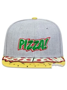 1pc Men's Pizza Design Hip Hop Baseball Cap, Outdoor Sun Protection And Casual Hat, Suitable For Spring And Autumn Outings, Travel, Beach Parties - Grey - View 2
