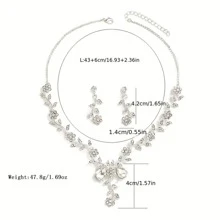 Set de 3 bucăți de lanț de cristal negru la modă și delicat cu incrustații de strasuri pentru femei, accesorii pentru nuntă și petrecere, cadou - Negru - Vizualizare 3