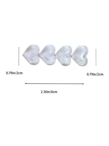 2pcs White Heart Alligator Hair Clips For Women Claw Clips Hair Slide Hair Barrettes - White - View 6