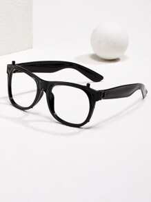 1入組新款韓式寬框眼鏡框,黑框,適用於處方鏡片和圓形 / 方形臉型,使臉型看起來更纖細,輕盈,適用於平鏡片眼鏡 - 黑色 - 查看 2