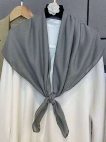 1pc Sun Protection Thin & Linen Scarf, Ladies' Head Wrap For Desert Touring - Dark Grey - View 1