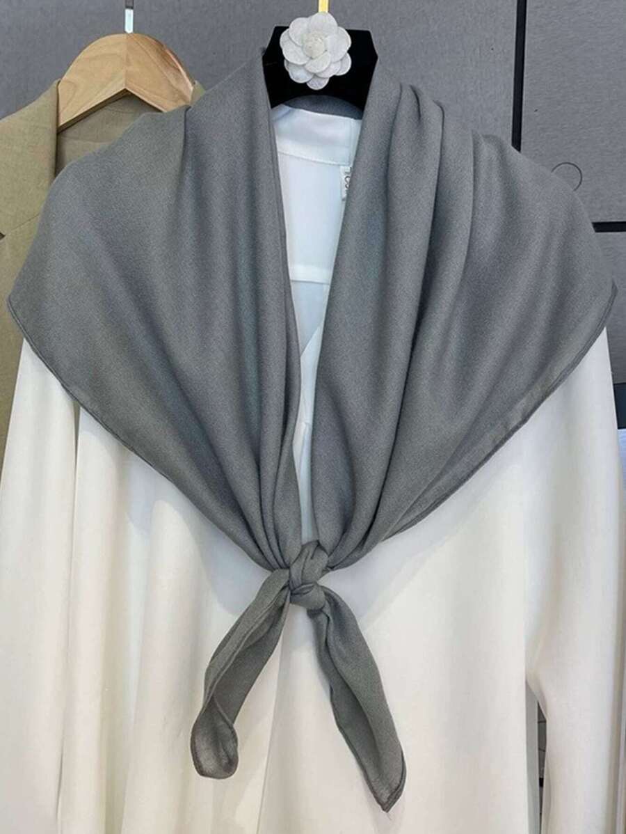 1pc Sun Protection Thin & Linen Scarf, Ladies' Head Wrap For Desert Touring - Dark Grey - View 1