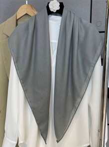 1pc Sun Protection Thin & Linen Scarf, Ladies' Head Wrap For Desert Touring - Dark Grey - View 2